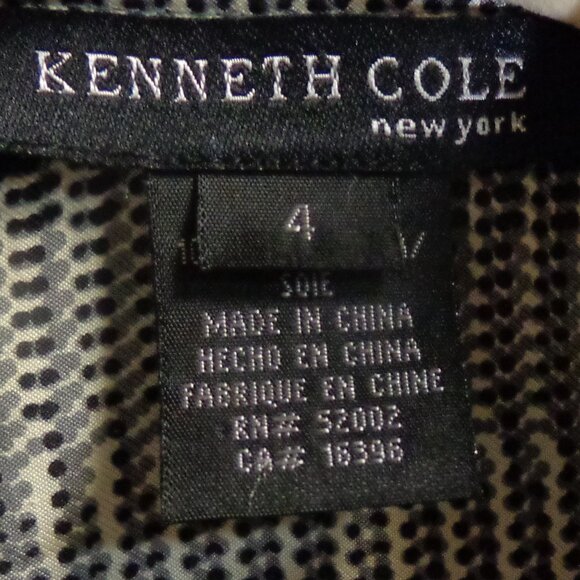 Kenneth Cole New York Size 4 100% Silk Blouse Black/White - Picture 4 of 16